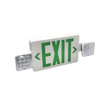  NEX-712-LED/G - LED Exit and Emergency Combination with Adjustable Heads, Battery Backup, Green Letters / White