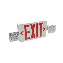  NEX-712-LED/R - LED Exit and Emergency Combination with Adjustable Heads, Battery Backup, Red Letters / White