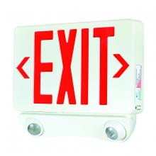  NEX-730-LED/R - LED Exit and Emergency Combination with Adjustable Heads, Red Letters / White Housing