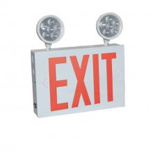 NEX-751-LED/R2 - NYC Approved Steel LED Exit with Two 12W Adjustable Heads, Battery Backup, Red