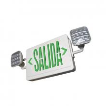  XT-CL-GW-EM-SALIDA - All LED Exit/Emergency Light Combo, Spanish (SALIDA) Sgl/Dbl Face, Green Letters White Housing