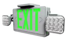  XT-CL-GW-EM - All LED Exit/Emergency Light Combo, Sgl/Dbl Face, Green Letters White Housing, 120/277V