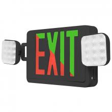  XTU-CL-RG-EM-BK - COMBO EMERGENCY LIGHT EXIT SIGN BI-COLOR RED/GRN, DEFAULT TO RED, 120/277V, BLACK