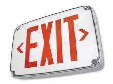  XT-WP-1RG-EM - WET LOCATION LED EXIT SIGN SINGLE FACE, RED LETTERS, GRAY PANEL