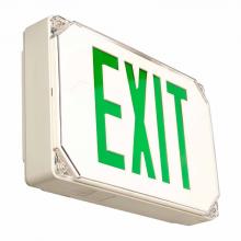  XT-WP-GG-EM - WET LOCATION LED EXIT SIGN, UNIVERSAL SINGLE/DOUBLE FACE, GREEN, GRAY HOUSING, 120/277V