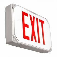  XT-WP-RG-EM - WET LOCATION LED EXIT SIGN, UNIVERSAL SINGLE/DOUBLE FACE, RED, GRAY HOUSING, 120/277V