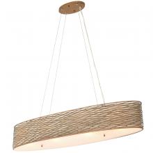  247N04HO - Flow 4-Lt Oval Linear Pendant w/Fabric Shade - Hammered Ore