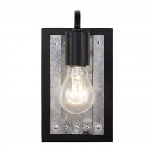  336W01BL - Abbey Rose 1-Lt Wall - Black/Galvanized