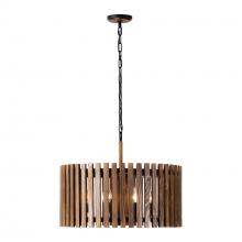 Varaluz 387P06MBW - Suratto 6-Lt   Pendant - Matte Black/Medium Walnut