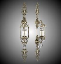  WS2290-A-01G-PI - 3 Light 8 inch Double Extended Lantern Wall Sconce with Clear Curved glass & Crystal