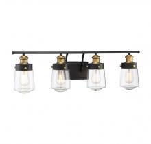  8-2069-4-51 - Macauley 4-Light Bathroom Vanity Light in Vintage Black with Warm Brass