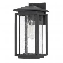  E10018-001 - Breckenridge 13 In 1-Light Matte Black Outdoor Wall Sconce With Seeded Glass