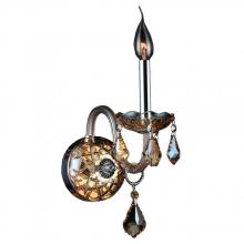  W23101C4-AM - Provence 1-Light Chrome Finish and Amber Crystal Candle Wall Sconce Light 4 in. W x 15 in. H Small