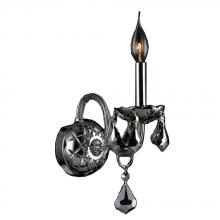  W23101C4-CH - Provence 1-Light Chrome Finish and Chrome Crystal Candle Wall Sconce Light 4 in. W x 15 in. H Small