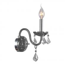  W23101C4-SM - Provence 1-Light Chrome Finish and Smoke Crystal Candle Wall Sconce Light 4 in. W x 15 in. H Small