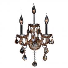  W23103C13-AM - Provence 3-Light Chrome Finish and Amber Crystal Candle Wall Sconce Light 13 in. W x 18 in. H Medium