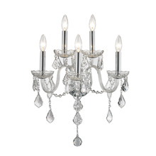  W23105C13-CL - Provence 5-Light Chrome Finish and Clear Crystal Candle Wall Sconce Light 13 in. W x 18 in. H Medium