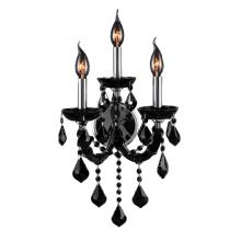  W23113C12-BL - Lyre Collection 3 Light Chrome Finish and Black Crystal Candle Wall Sconce 12" W x 20" H Med
