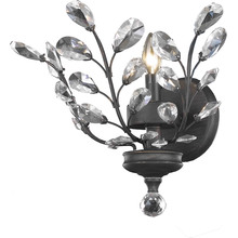  W23152F12 - Aspen 1-Light dark Bronze Finish and Clear Crystal Floral Wall Sconce Light 12 in. W x 13 in. H Medi