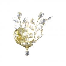  W23152G12 - Aspen 1-Light Gold Finish and Clear Crystal Floral Wall Sconce Light 12 in. W x 13 in. H Medium