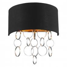  W23280MG12 - Catena 2-Light Matte Gold Finish with Black Linen Shade Wall Sconce Light 12 in. W x 13 in. H Medium