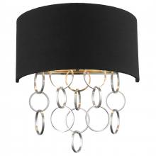  W23280MN12 - Catena 2-Light Matte Nickel Finish with Black Linen Shade Wall Sconce Light 12 in. W x 13 in. H Medi