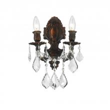  W23313F12 - Versailles 2-Light dark Bronze Finish Crystal Candle Wall Sconce Light 12 in. W x 13 in. H Medium