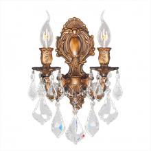  W23313FG12 - Versailles 2-Light French Gold Finish Crystal Candle Wall Sconce Light 12 in. W x 13 in. H Medium