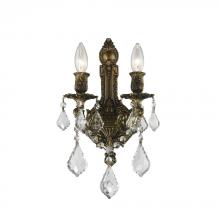  W23314B12 - Versailles 2-Light Antique Bronze Finish Crystal Wall Sconce Light 12 in. W x 13 in. H Medium