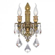  W23314FG12 - Versailles 2-Light French Gold Finish Crystal Wall Sconce Light 12 in. W x 13 in. H Medium