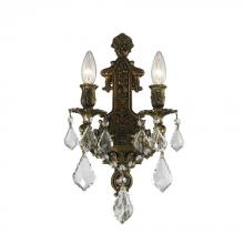  W23315B12 - Versailles 2-Light Antique Bronze Finish Crystal Wall Sconce Light 12 in. W x 13 in. H Medium