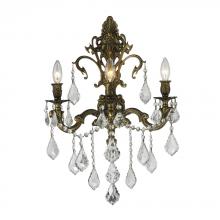  W23316B17 - Versailles 3-Light Antique Bronze Finish Crystal Wall Sconce Light 17 in. W x 24 in. H Large