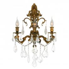  W23316FG17 - Versailles 3-Light French Gold Finish Crystal Wall Sconce Light 17 in. W x 24 in. H Large