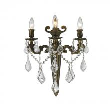  W23317B15 - Versailles 3-Light Antique Bronze Finish Crystal Torch Wall Sconce Light 15 in. W x 18 in. H Large