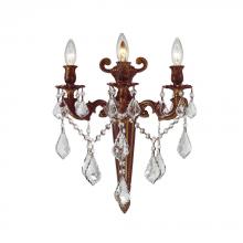  W23317FG15 - Versailles 3-Light French Gold Finish Crystal Torch Wall Sconce Light 15 in. W x 18 in. H Large