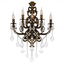  W23318B19 - Versailles 5-Light Antique Bronze Finish Crystal Wall Sconce Light 19 in. W x 32 in. H Large Two 2 T