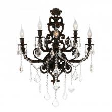  W23318F19 - Versailles 5-Light dark Bronze Finish Crystal Wall Sconce Light 19 in. W x 32 in. H Large Two 2 Tier