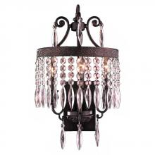  W23358F12-CL - Enfield 3-Light dark Bronze Finish Crystal Wall Sconce Light 12 in. W x 21 in. H Medium