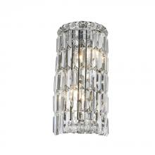  W23511C8 - Cascade 2-Light Chrome Finish Crystal Rounded Wall Sconce Light 8 in. W x 16 in. H Small ADA