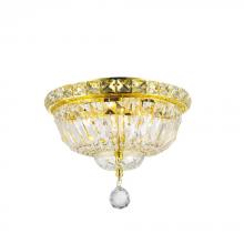  W33008G10 - Empire 4-Light Gold Finish and Clear Crystal Flush Mount Ceiling Light 10 in. Dia x 8 in. H Round Sm