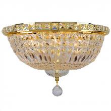  W33008G16 - Empire 6-Light Gold Finish and Clear Crystal Flush Mount Ceiling Light 16 in. Dia x 10 in. H Round M