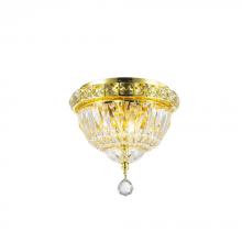  W33008G8 - Empire 3-Light Gold Finish and Clear Crystal Flush Mount Ceiling Light 8 in. Dia x 8 in. H Round Sma