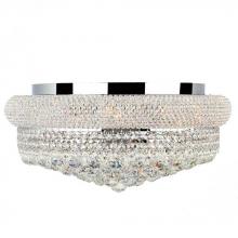  W33011C20 - Empire 10-Light Chrome Finish and Clear Crystal Flush Mount Ceiling Light 20 in. Dia x 10 in. H Larg