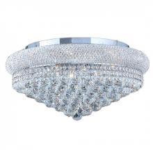  W33011C24 - Empire 12-Light Chrome Finish and Clear Crystal Flush Mount Ceiling Light 24 in. Dia x 12 in. H Extr