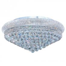  W33011C28 - Empire 15-Light Chrome Finish and Clear Crystal Flush Mount Ceiling Light 28 in. Dia x 13 in. H Extr