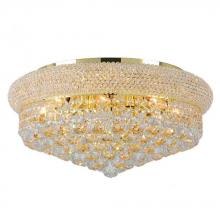  W33011G20 - Empire 10-Light Gold Finish and Clear Crystal Flush Mount Ceiling Light 20 in. Dia x 10 in. H Large