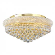  W33011G24 - Empire 12-Light Gold Finish and Clear Crystal Flush Mount Ceiling Light 24 in. Dia x 12 in. H Extra 