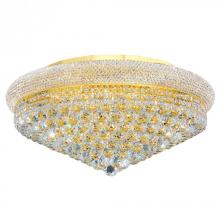  W33011G28 - Empire 15-Light Gold Finish and Clear Crystal Flush Mount Ceiling Light 28 in. Dia x 13 in. H Extra 