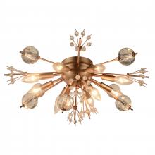  W33111MG20 - Starburst 10-Light Matte Gold Finish Crystal Sputnik Flush Mount Ceiling Light d20 in. x H8 in. Larg