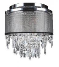  W33125C12-BSO - Tempest Collection 4 Light Chrome Finish Crystal Flush Mount Ceiling Light with Black Organza Drum S